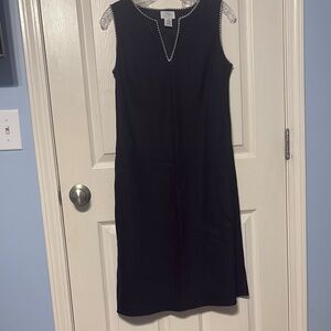 LOFT Black Midi Sheath Dress V-neck Sleeveless